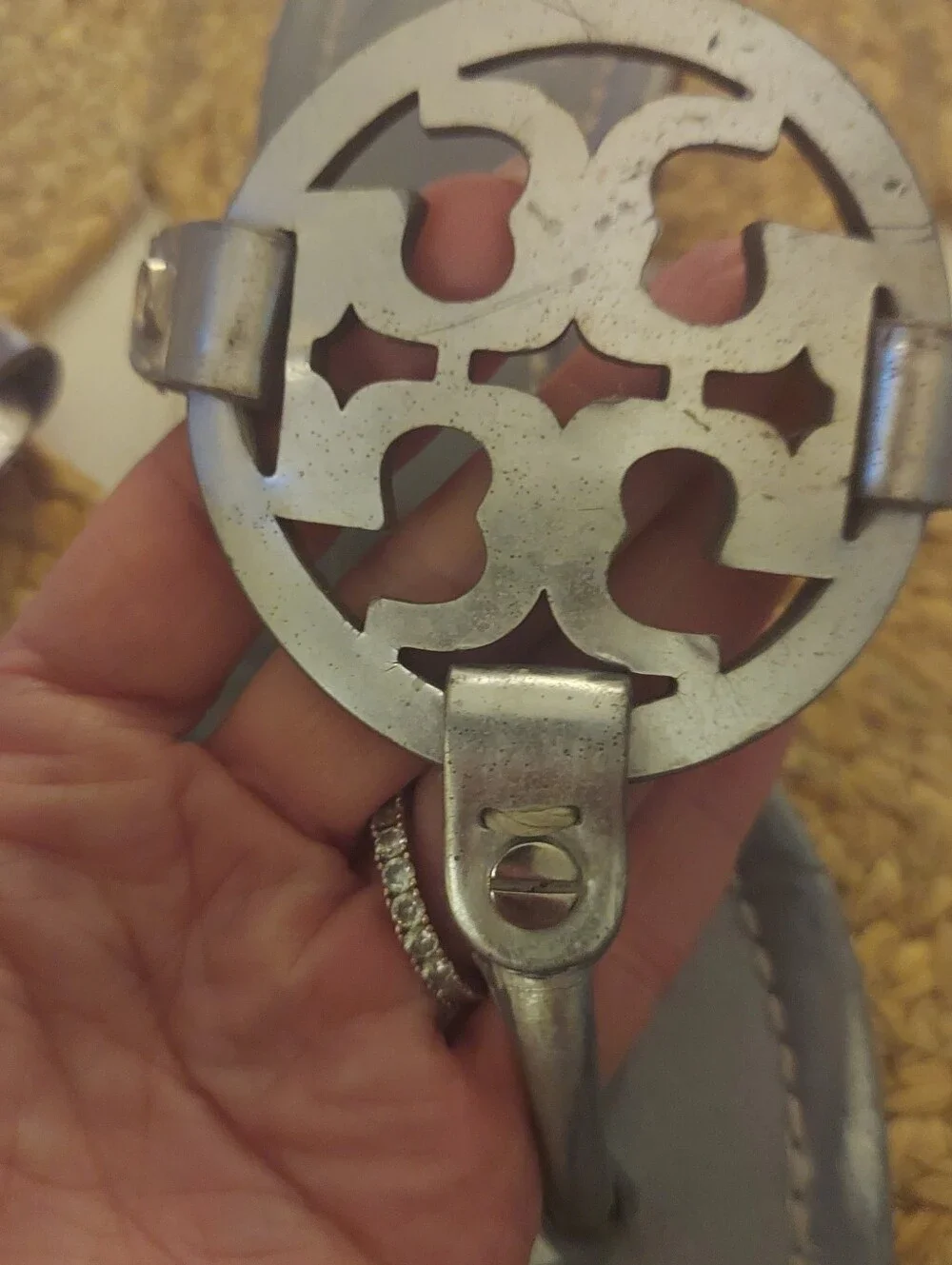 Tory Burch Miller Slides Silver